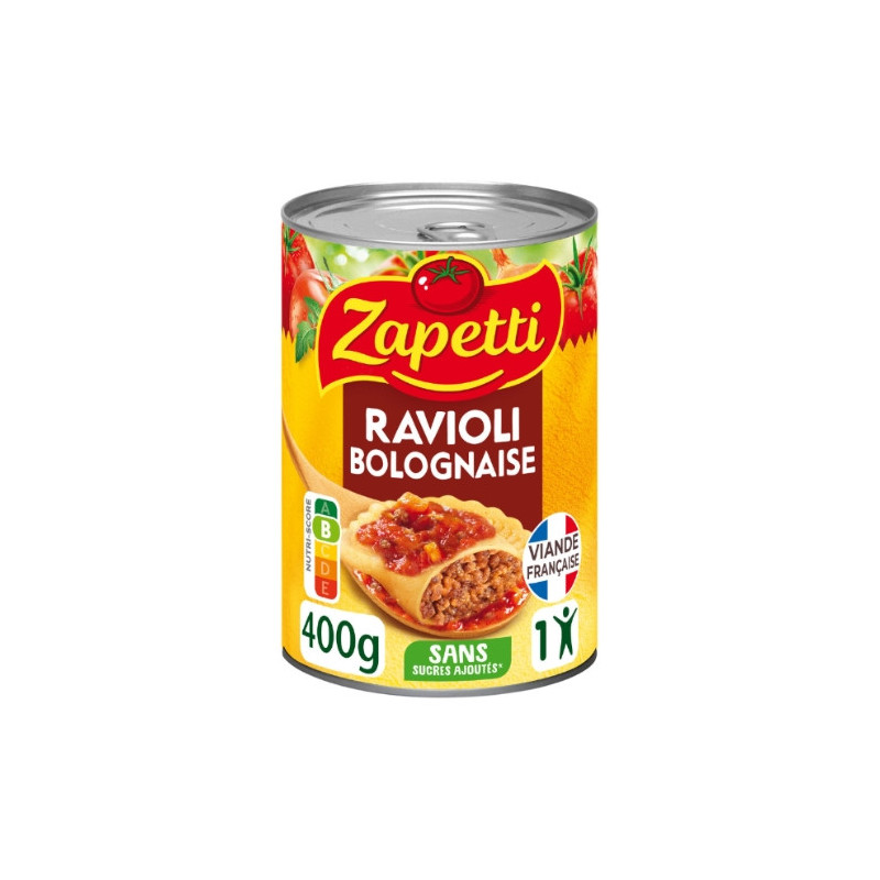 ZAPETTI - Ravioli bolognaise - boite de 400 g Sonico.fr