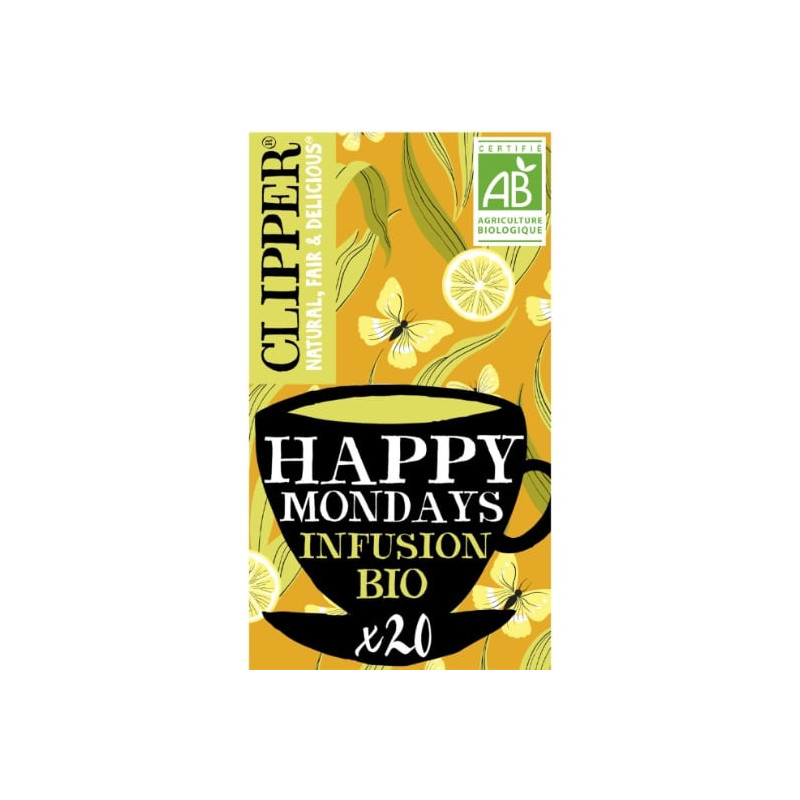 CLIPPER - Infusion Happy mondays citron gingembre poivre noir bio - boite de 20 sachets - 30 g Sonico.fr