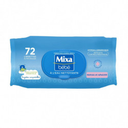 MIXA Bébé - Lingettes à l'Eau Nettoyante - paquet de 72 lingettes Sonico.fr