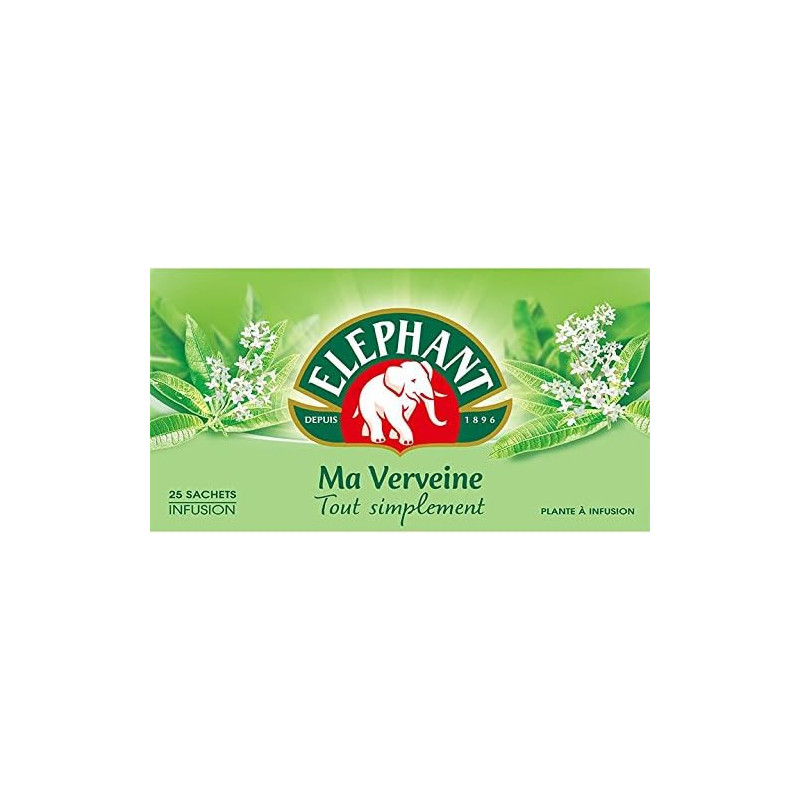 ELEPHANT -  Infusion Verveine - boite de 25 Sachets - 33 g Sonico.fr