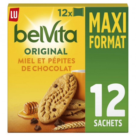 LU - Belvita Miel Et Pepites De Chocolat Biscuits petit déjeuner - boîte de 12 sachets - 650 g  Sonico.fr