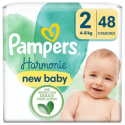 PAMPERS - Harmonie Taille 2 (4Kg-8Kg) Couches Bébé - paquet de 48 couches Sonico.fr