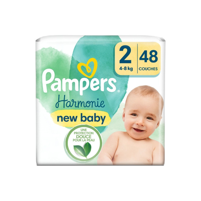 PAMPERS - Harmonie Taille 2 (4Kg-8Kg) Couches Bébé - paquet de 48 couches Sonico.fr