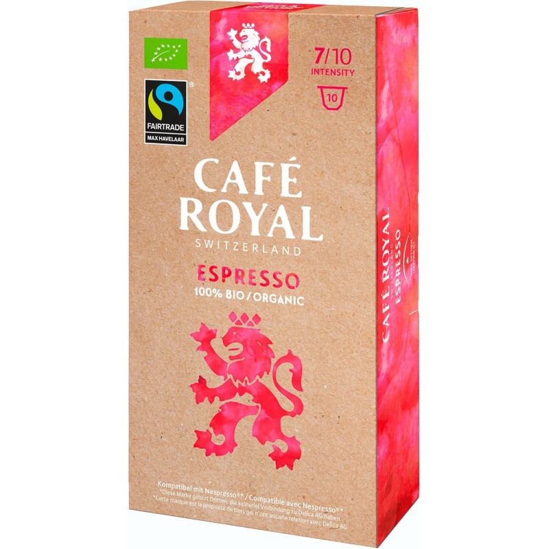 CAFE ROYAL - Espresso Fair Organic Capsules de Café Bio compatible Nespresso - paquet de 10 capsules Sonico.fr