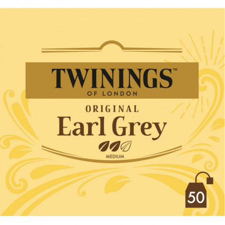 TWININGS - Original Earl Grey Thé noir  - boite de 50 sachets - 100 g Sonico.fr