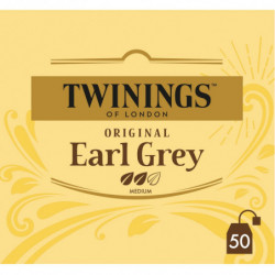 TWININGS - Original Earl Grey Thé noir  - boite de 50 sachets - 100 g Sonico.fr