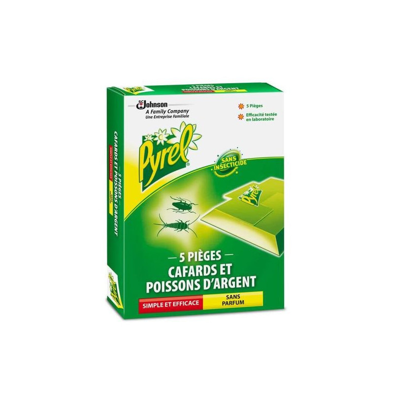 PYREL - Pièges anti-cafards et poissons d'argent - boite de 5 Pièges Sonico.fr