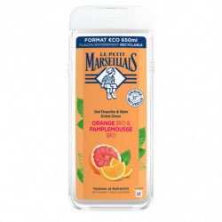 LE PETIT MARSEILLAIS - Gel douche et Bain Orange et Pamplemousse Bio - flacon de 650 ml Sonico.fr