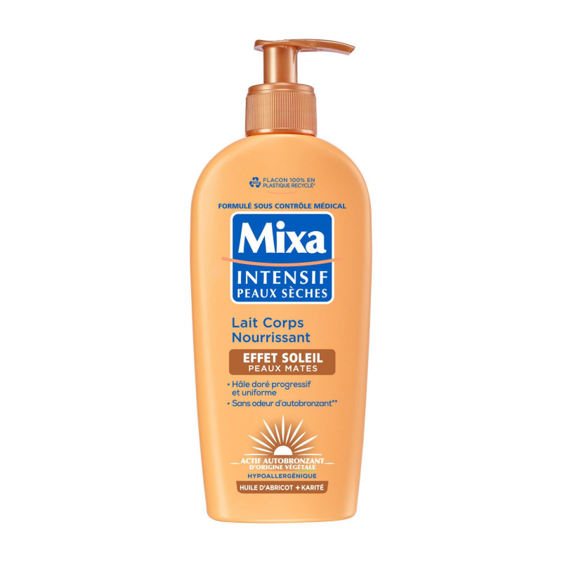 MIXA - Lait corps nourissant effet soleil Peaux Mates - pompe de 250 ml Sonico.fr