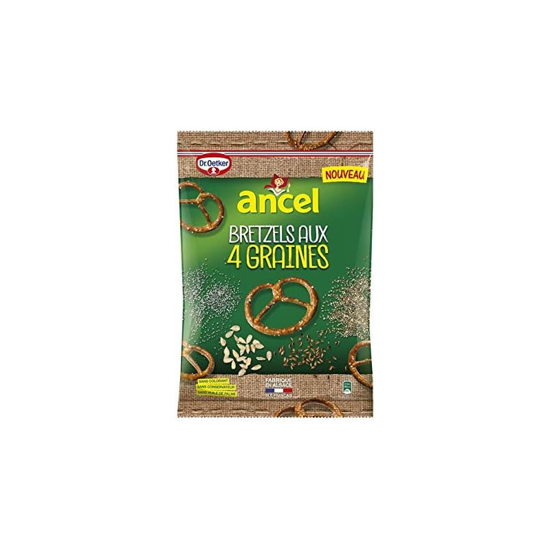 ANCEL - Maxi Bretzels Aux 4 Graines - sachet de 125 g Sonico.fr