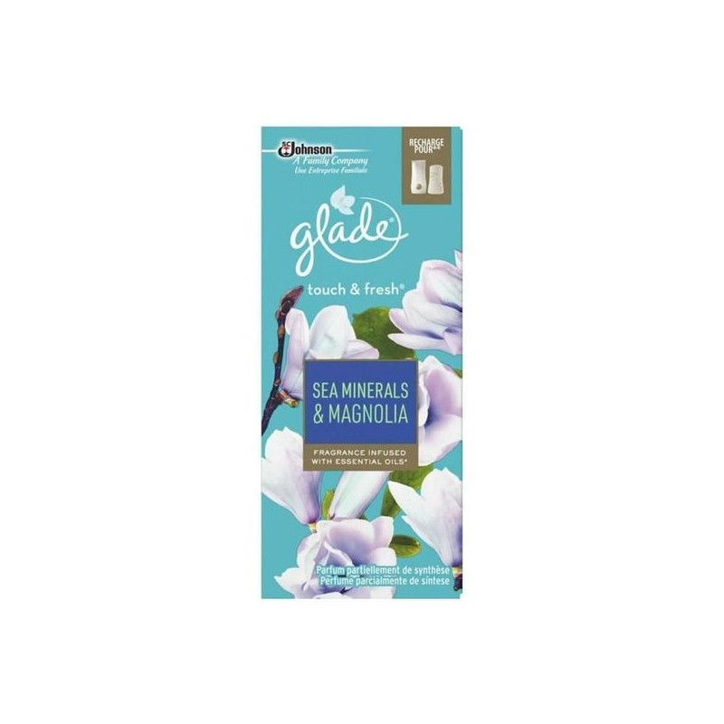 GLADE - Recharge pour Diffuseur Touch Fresh Minéraux marins et Magnolia - recharge de 10 ml Sonico.fr