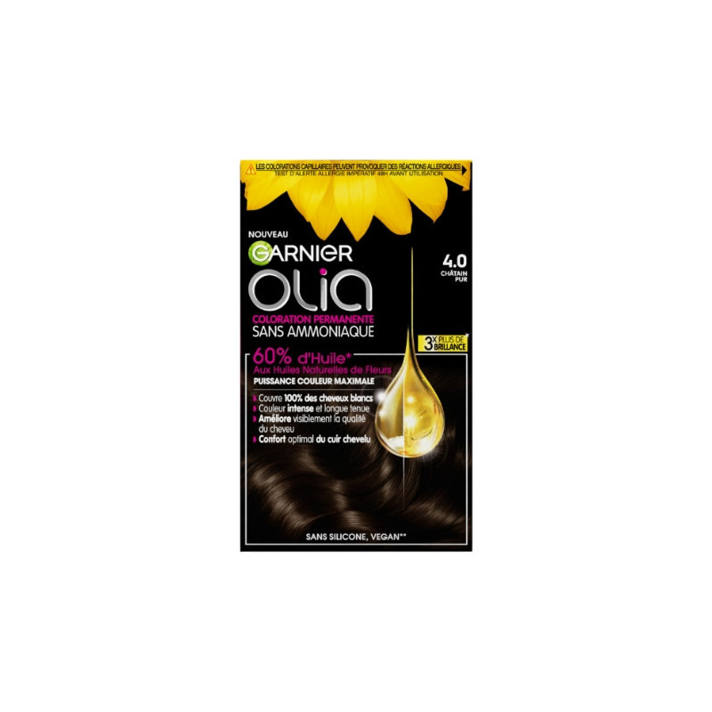 GARNIER OLIA - Coloration permanente Châtain Pur 4.0 Sonico.fr
