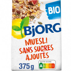 BJORG - Muesli bio sans sucres ajoutés - paquet de 375 g Sonico.fr