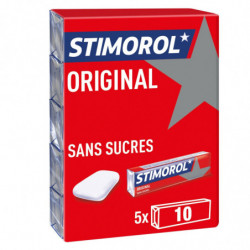 STIMOROL - Original Chewing-gums avec édulcorants - paquet de 5 étuis de 10 dragées - 70 g Sonico.fr