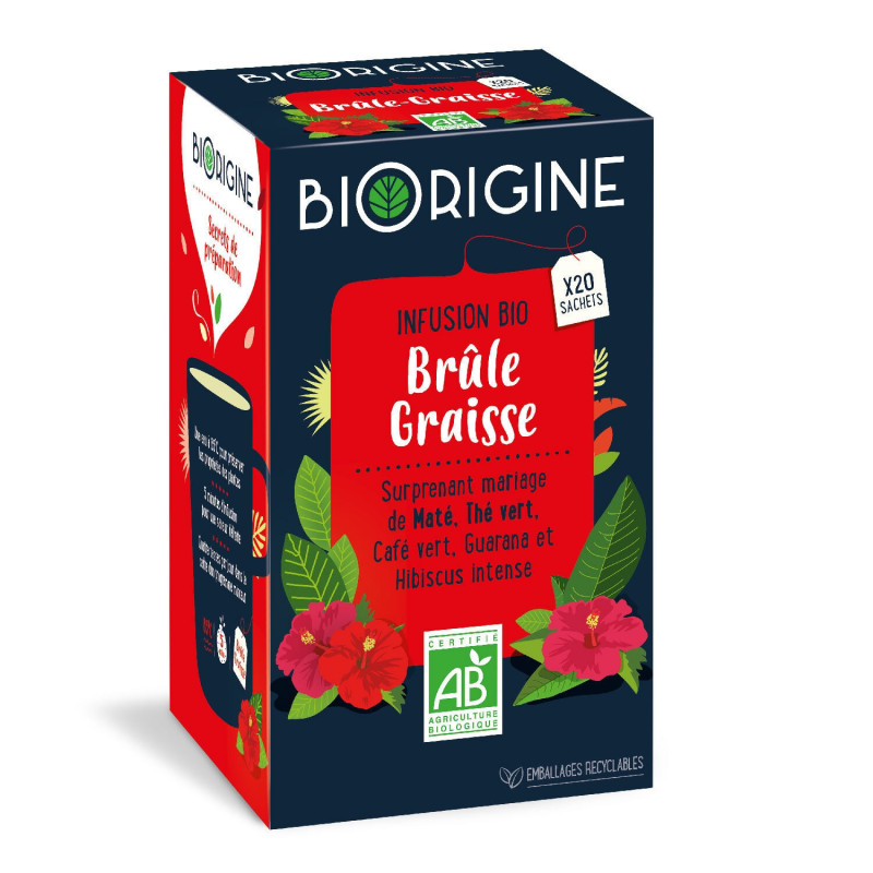 BIORIGINE - Infusion Bio Brûle Graisse - boite de 20 sachets Sonico.fr