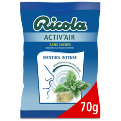 RICOLA - Activ'Air Menthol Intense Bonbons Sans Sucres - paquet de 70 g Sonico.fr