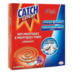 CATCH - Insecticide spirales à moustiques parfum Géranium - boite de 10 spirales Sonico.fr