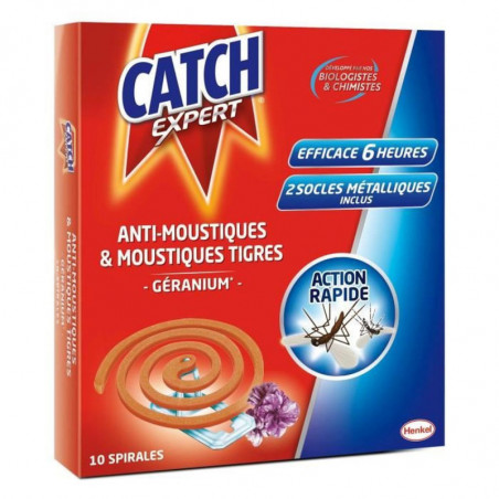 CATCH - Insecticide spirales à moustiques parfum Géranium - boite de 10 spirales Sonico.fr