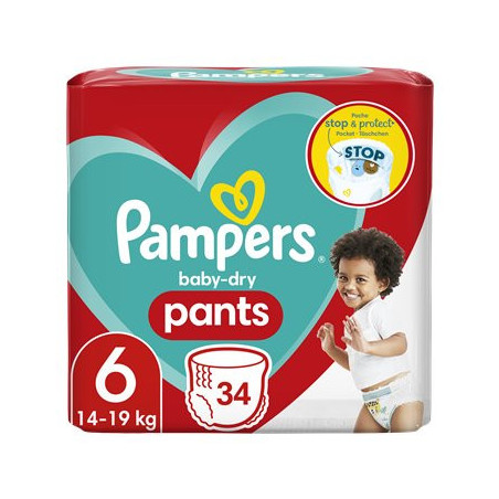 PAMPERS - Couches Baby-Dry Pants Taille 6 - paquet de 34 couches Sonico.fr