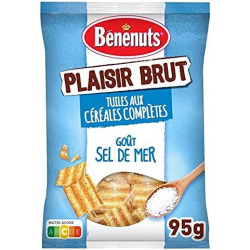 BENENUTS - Plaisir Brut Tuiles Céréales Complètes Sel de Mer - sachet de 95 g Sonico.fr
