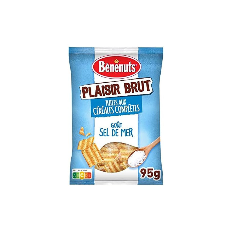 BENENUTS - Plaisir Brut Tuiles Céréales Complètes Sel de Mer - sachet de 95 g Sonico.fr