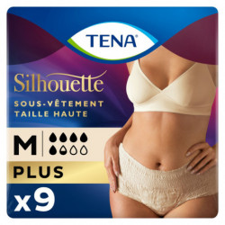 TENA - Silhouette Taille M Plus Taille haute Crème Fuites Urinaires - paquet de 9 Culottes Sonico.fr