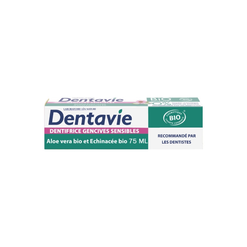 DENTAVIE - Dentifrice Soin Gencives sensibles A l'aloé vera Bio - tube de 75 ml Sonico.fr