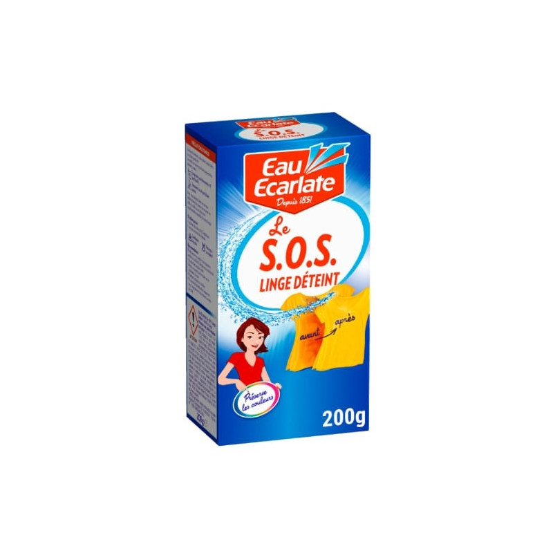 EAU ECARLATE - Sos Linge Déteint Détachant - boite de 200 g Sonico.fr