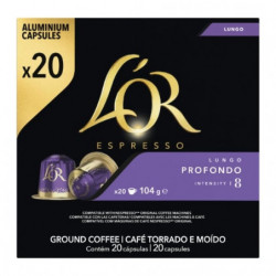 L'OR - Espresso Profondo Lungo Intensité 8 - 20 Capsules de café en aluminium Compatible Nespresso Sonico.fr