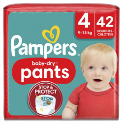 PAMPERS - Baby-Dry Nappy Pants Culottes taille 4 (9-15kg) - paquet de 42 couches Sonico.fr