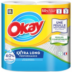OKAY - Extra Long Essuie-tout compact - paquet de 2 rouleaux Sonico.fr