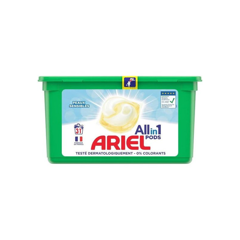 ARIEL - All in 1 Pods - Lessives capsules pour peaux sensibles - 31 lavages Sonico.fr