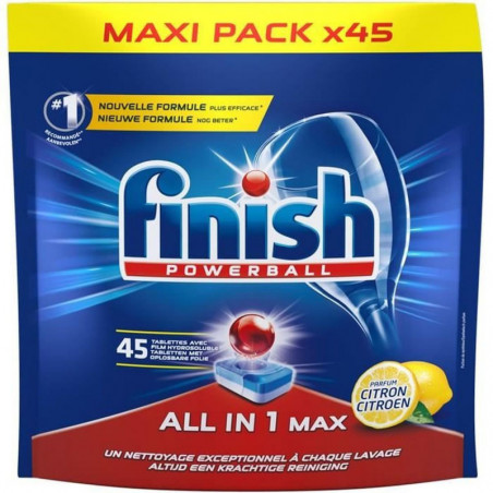 FINISH - Powerball Tout en 1 Max - Tablettes lave-vaisselle citron - 45 Tablettes Sonico.fr