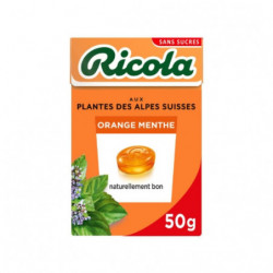 RICOLA - Bonbons Orange Menthe sans sucres - boite de 50 g Sonico.fr