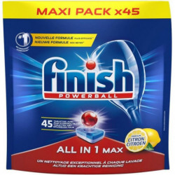 FINISH - Powerball Tout en 1 Max - Tablettes lave-vaisselle citron - 45 Tablettes Sonico.fr