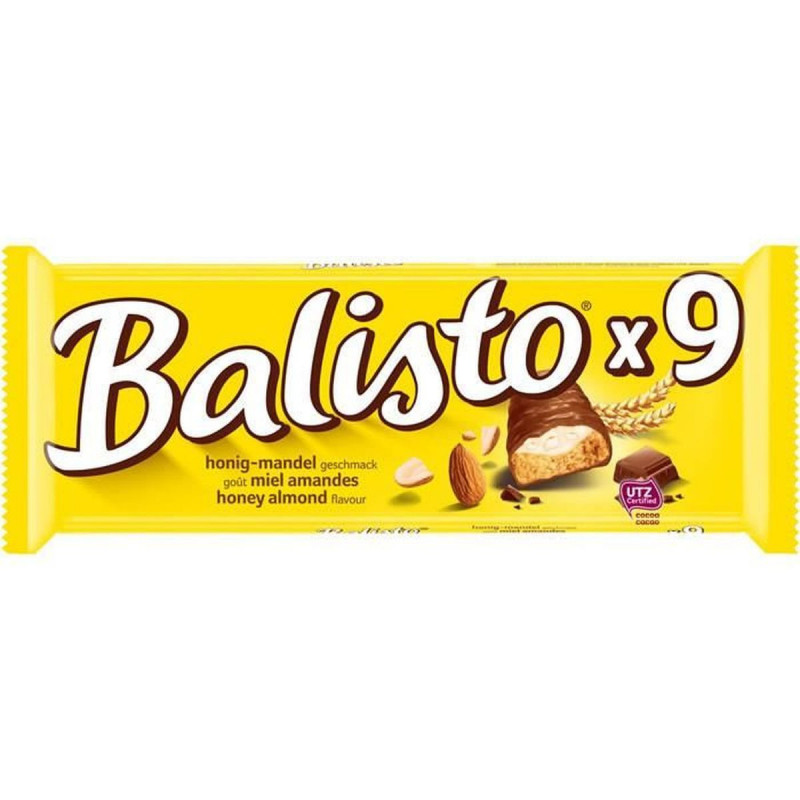 BALISTO - Barres chocolatées au miel et amandes - paquet de 9 barres - 165 g Sonico.fr
