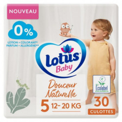 LOTUS BABY - Couches culottes Douceur Naturelle Taille 5 - Le paquet de 30 couches culottes Sonico.fr