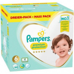PAMPERS : Premium Protection - Couches Pampers taille 6 (13kg+) - 64 couches Sonico.fr