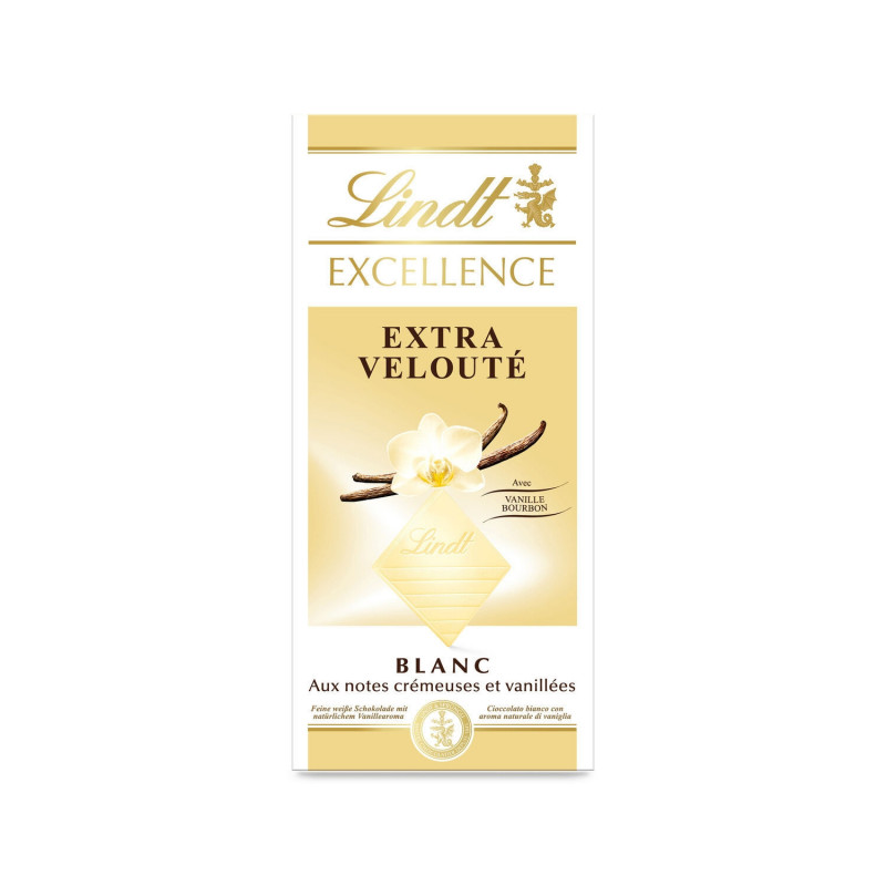 LINDT - Excellence Chocolat Blanc Extra Velouté Vanille - Tablette De 100 g Sonico.fr