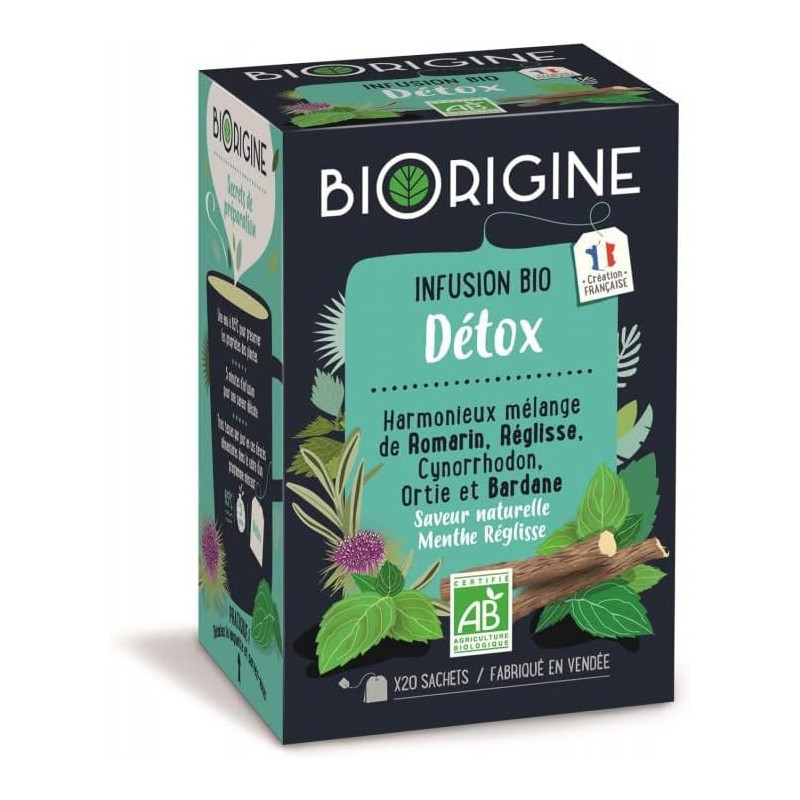 BIORIGINE - Infusion Détox Bio - boite de 20 sachets Sonico.fr