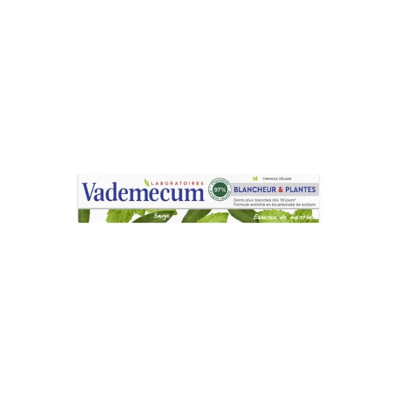 VADEMECUM - Dentifrice Blancheur et Plantes Sauge Menthe - tube de 75 ml Sonico.fr