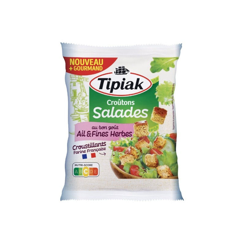 TIPIAK - Croûtons Croustillants Ail et Fines herbes - paquet de 100 g Sonico.fr