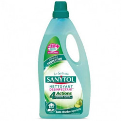 SANYTOL - Nettoyant Désinfectant 4 Actions Sols et surfaces Citron Vert - flacon de 1 l Sonico.fr