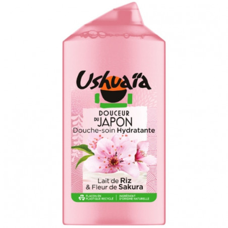 USHUAIA - Douceur du Japon lait de riz et fleur de Sakura Gel douche - flacon de 300 ml  Sonico.fr
