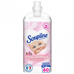 SOUPLINE - Adoucissant Hypoallergénique Lait D'Amande Concentré 60 lavages - bidon de 1,35 l Sonico.fr