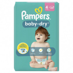 PAMPERS - Baby-Dry taille 4 (9-14 kg) Couches Bébé - paquet de 45 couches Sonico.fr