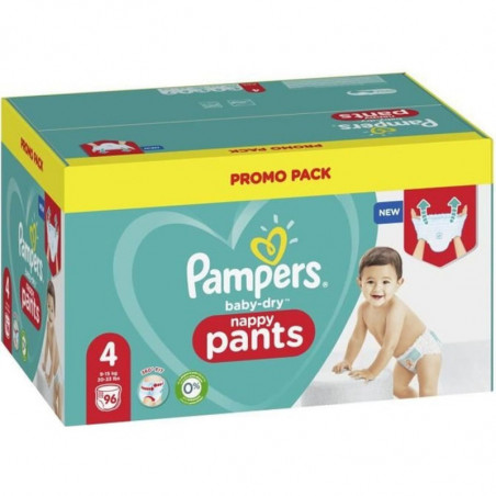 PAMPERS - Baby-Dry Nappy Pants Culottes taille 4 (9-15kg) - paquet de 96 couches Sonico.fr