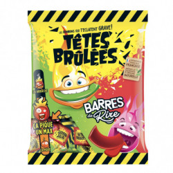 TETES BRULEES - Bonbons Barres de Rire Fraise Pomme - sachet de 200 g Sonico.fr