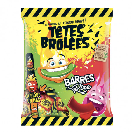 TETES BRULEES - Bonbons Barres de Rire Fraise Pomme - sachet de 200 g Sonico.fr