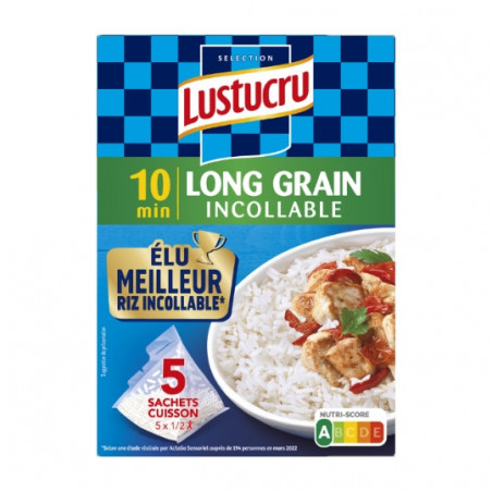 LUSTUCRU - Riz Étuve Long Grain incollable 10min - paquet de 5 sachets de 90 g Sonico.fr